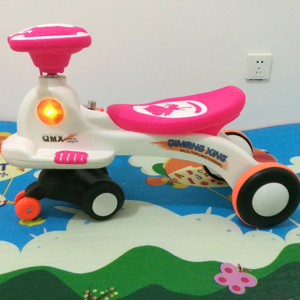 Новые дети поворот автомобиля с музыкой Mute колеса слайд ребенка йо Свинг автомобиля четыре колеса коляски натуральная