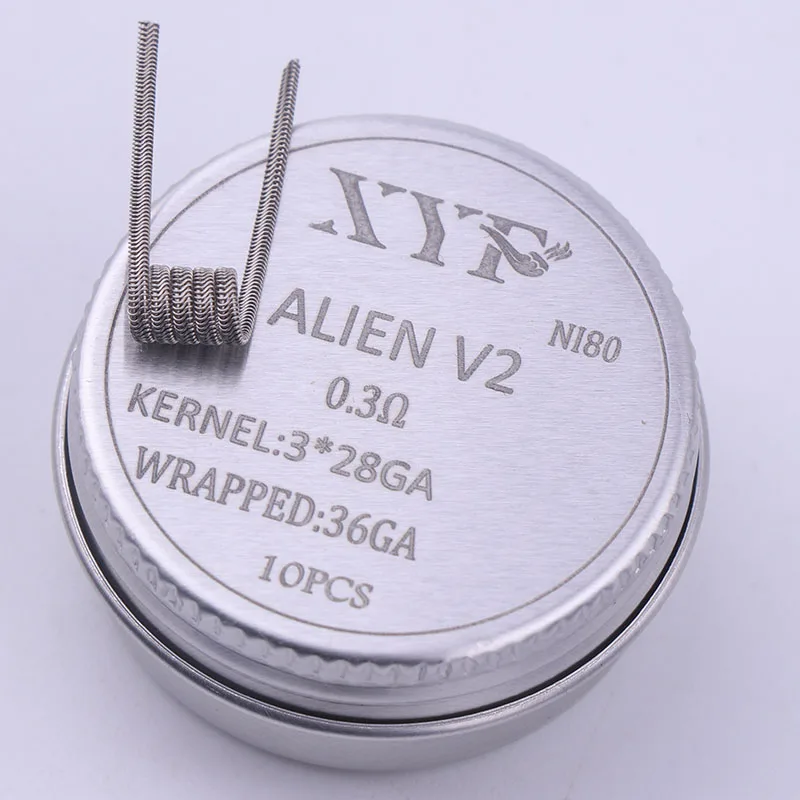 XYF 10 шт./лот Предварительно Построенная катушка Clapton Twisted ALIEN V2 clapton провода катушки сопротивления нагрева провода Fit RDA RDTA DIY распылитель - Цвет: alien v2 0.3