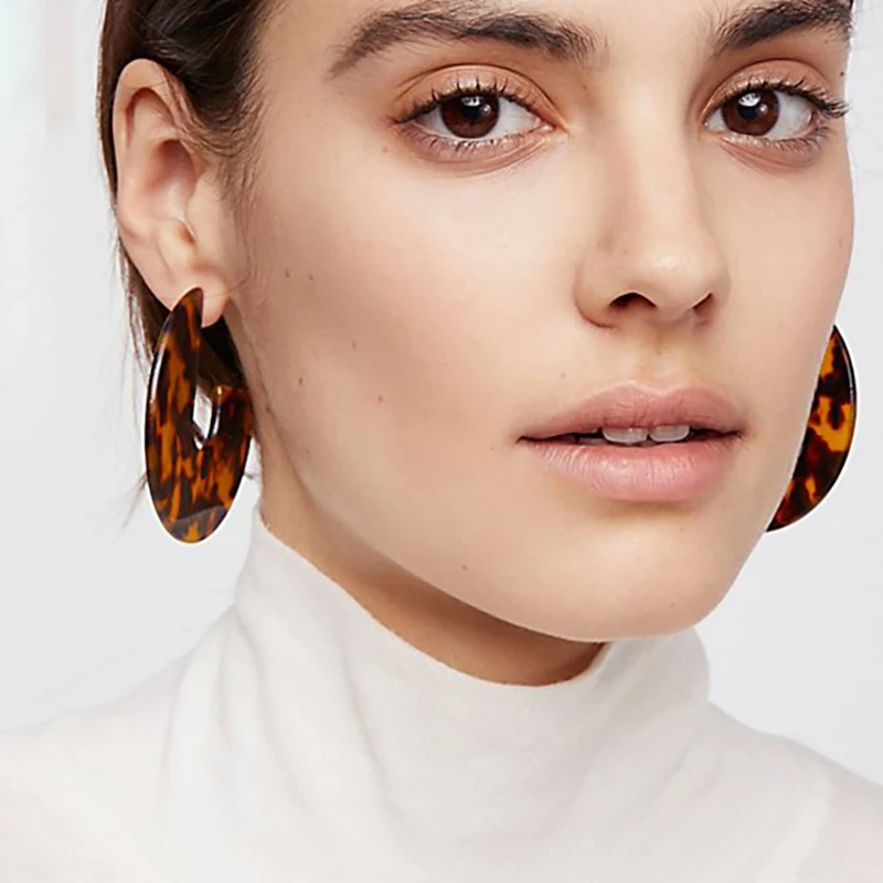 

Vintage Semicircle Tortoiseshell C Shapre Stud Earrings For Women Party Jewelry Acetic Resin Elegant Lady Earrings New Design