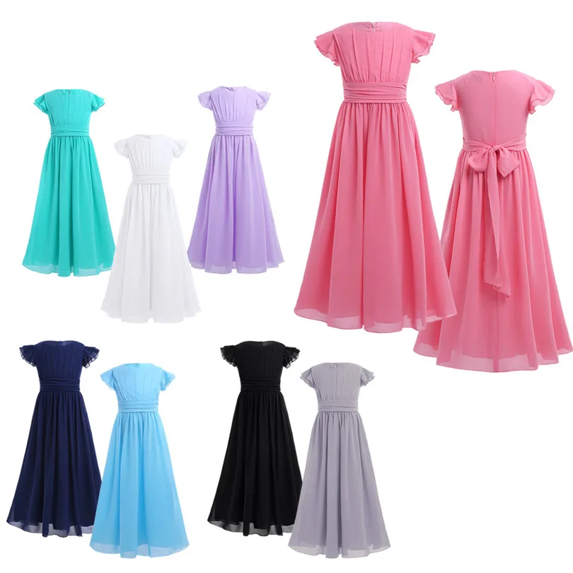iEFiEL Sleeveless Kids Teenage Flower Girl Dress Floor Length Pageant Wedding Party Formal Occassion Wedding Girls Tulle Dress- HTB1HeZjhTTI8KJjSsphq6AFppXaO