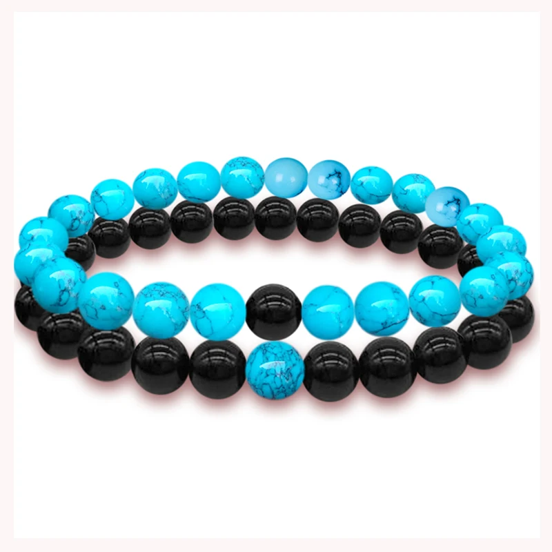 2 PCS Bracelets Braslet Budha Natural Lava Rolling Stone Copper Beads Cufflinks Wrist Band For Couples Men Women Fashion Gifts