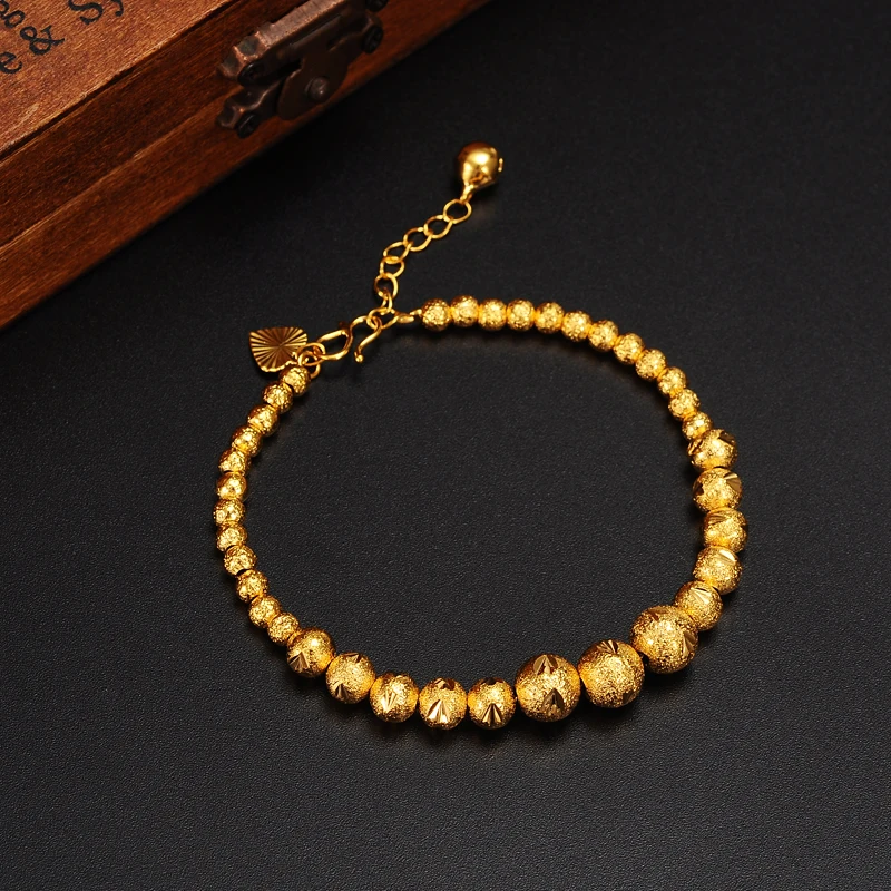 Bangrui 17mc+ 4 см золотой браслет мяч для женщин золотистый цвет, Круглый бисер браслеты эфиопские ювелирные изделия африканская ручная цепочка арабские украшения