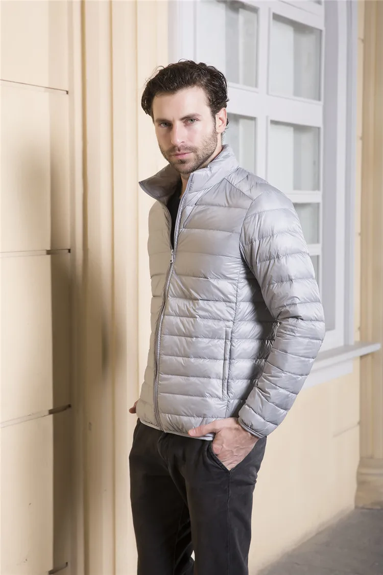 Men's Ultra Light Packable Down Jackets Hooded Slim Down Coats Man White Duck Down Padded Parkas Winter Puffer Jacket JK-634 puffer jacket with fur hood