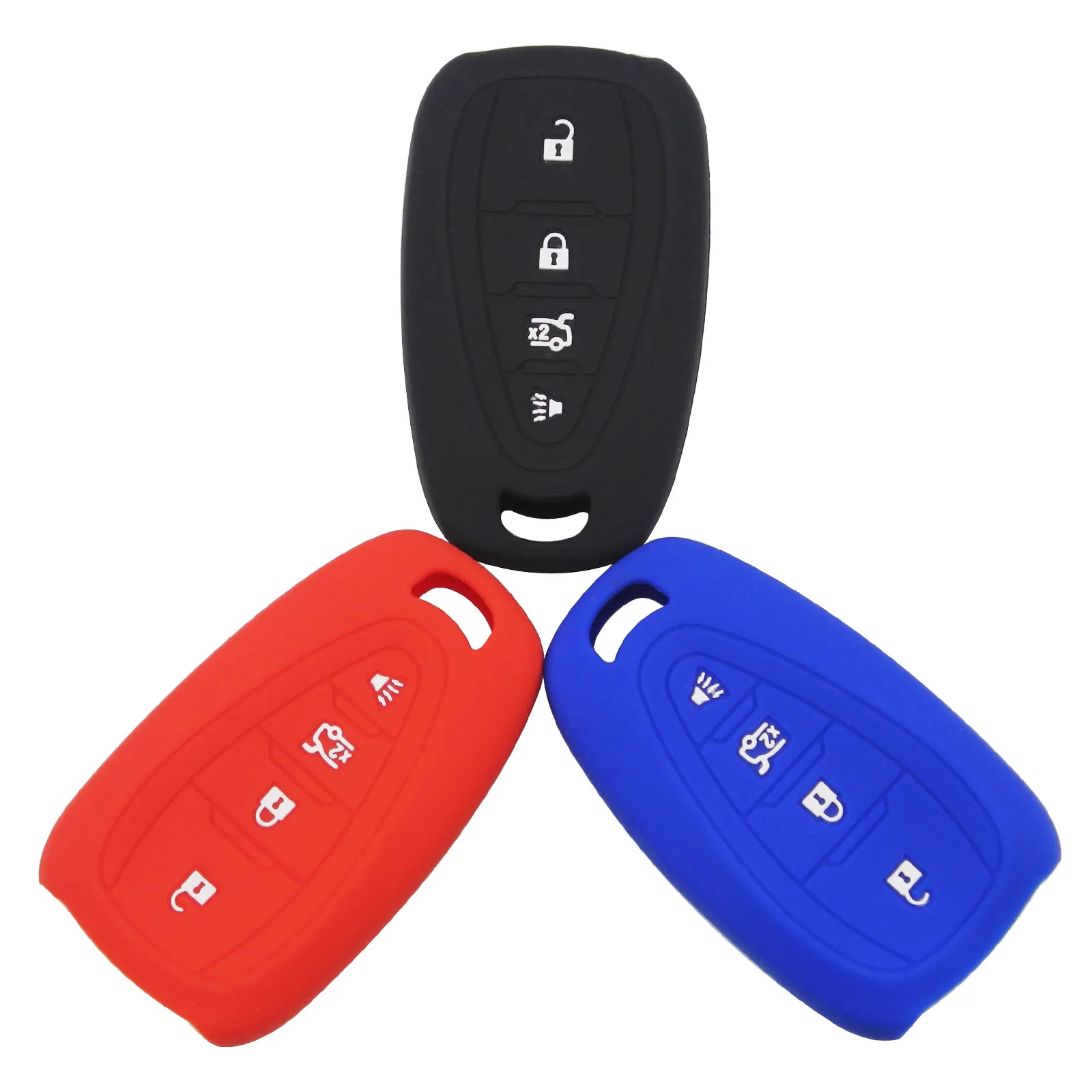 Keyforkess per Chevrolet Cruze Malibu 2016 XL Camaro Remote Keyless 4 pulsanti Set di custodie per chiavi in Silicone per auto -