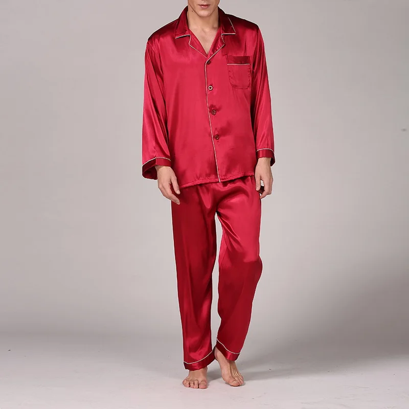 Для мужчин s Comportable пижамный комплект Демисезонный 2 шт наборы Для мужчин пижамные штаны и рубашка комплект тонкий Повседневное мягкая Пижама