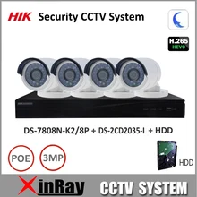 HIK 3MP H.265 Security CCTV System NVR DS-7808N-K2/8P & IP camera DS-2CD2035-I Kit support P2P Ezviz remote view Easy to install