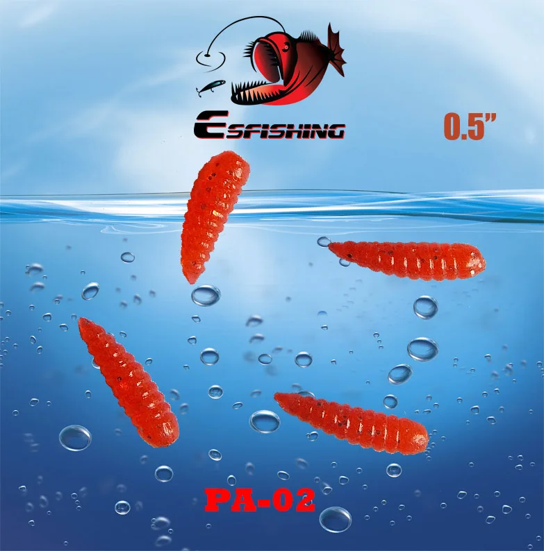 Esfishing 100 шт. 1,2 см Esfishing MAGGOT 0," мягкие приманки хлеб червь приманка для подледной рыбалки Isca искусственные снасти Кремниевая приманка форель - Цвет: PA02