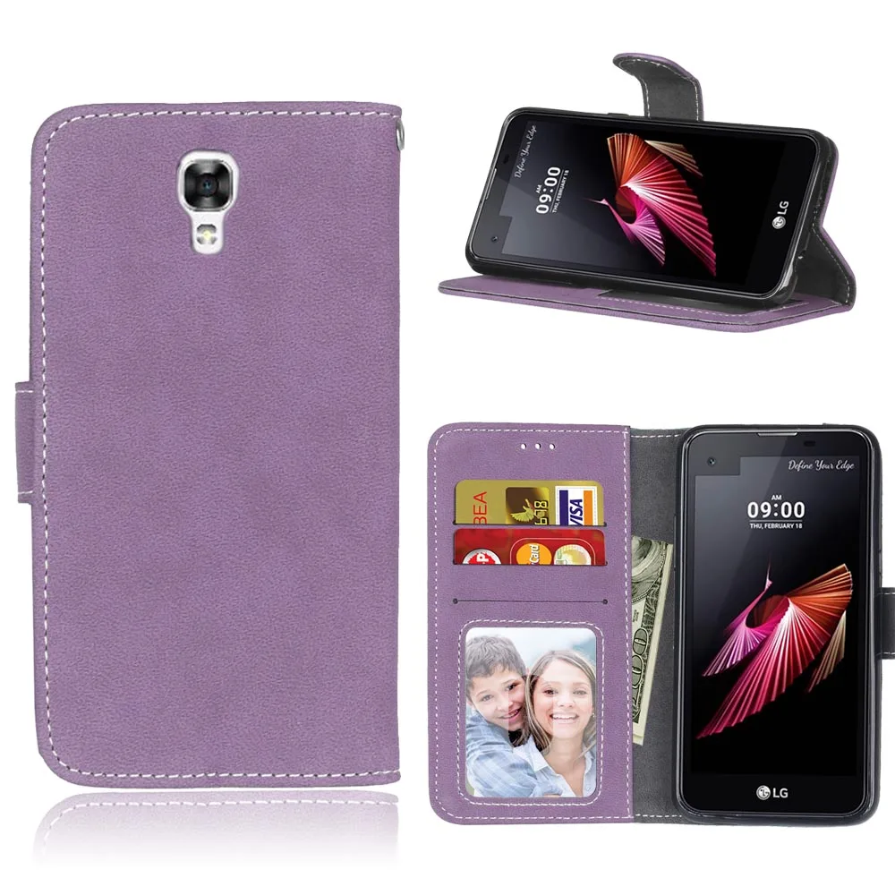 Кожаный чехол для телефона LG K500 X с бумажником для экрана для LG X screen K500N/LG X View K500DS откидной Чехол s для LG X view K500DS - Цвет: Purple