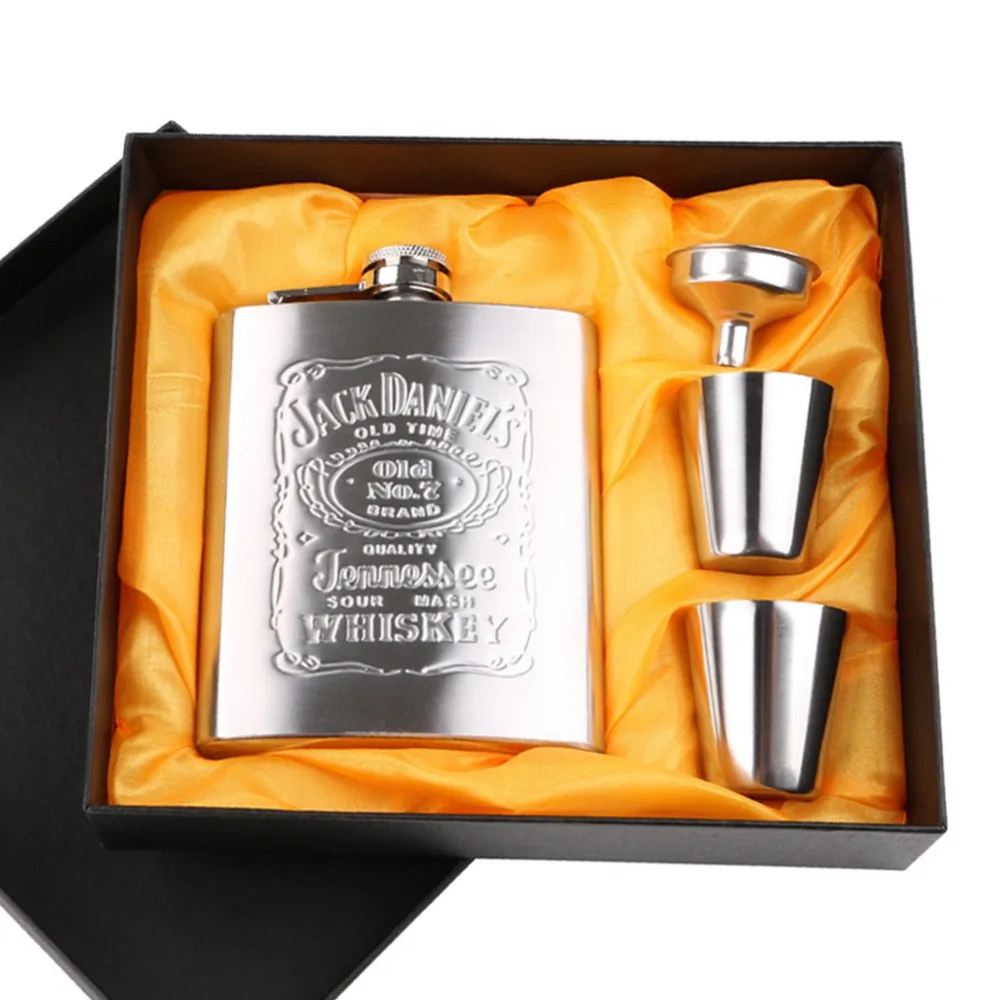 7oz Stainless steel hip flask set Best Man Gift box packing Luxury
