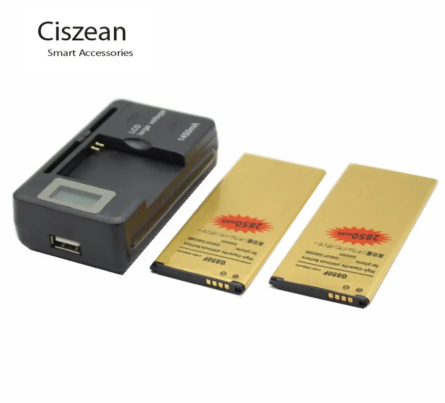 

Ciszean 2x 2850mAh EB-BG850BBC Replacement Gold Battery + LCD Universal Charger For Samsung Galaxy Alpha G850 G850F G8508 G8508S