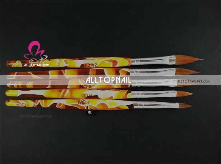 

4#, 6#, 8#,10#,12# Size pure kolinsky nail art brushes for nail technicians 5pcs/set - Free shipping