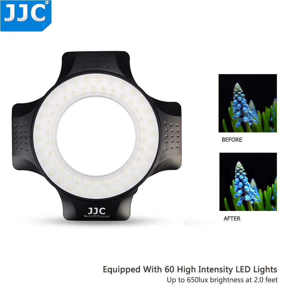 Светодиодная Кольцевая вспышка JJC для макросъемки Sony Canon Nikon Olympus Pentax SLR/DSLR камеры 49