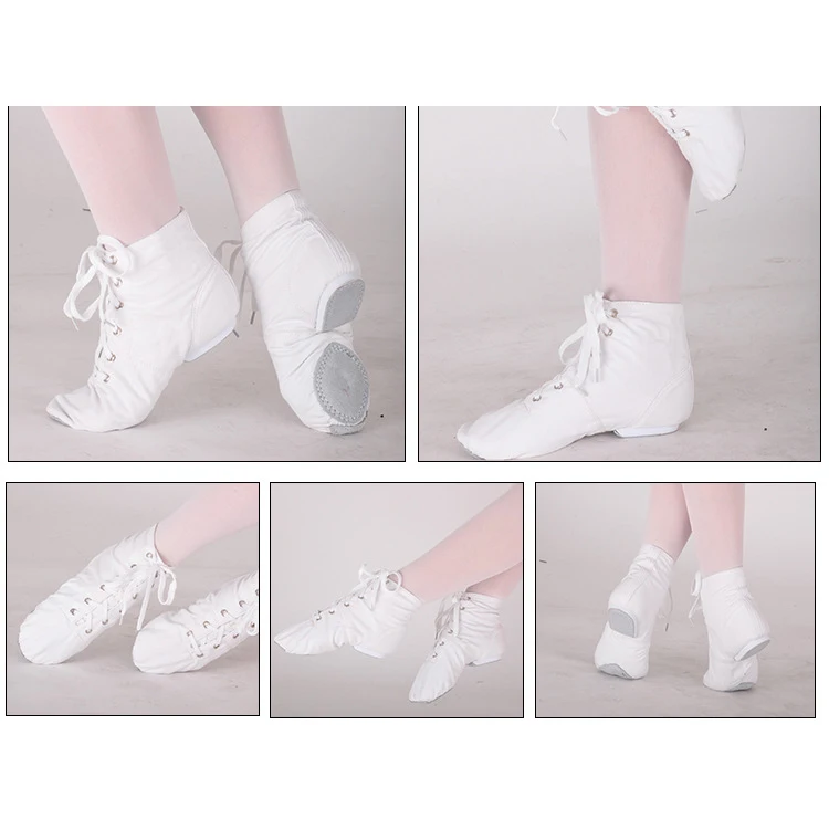 

Canvas Jazz Ballet Dance Shoes Split Heels Soft Sole White