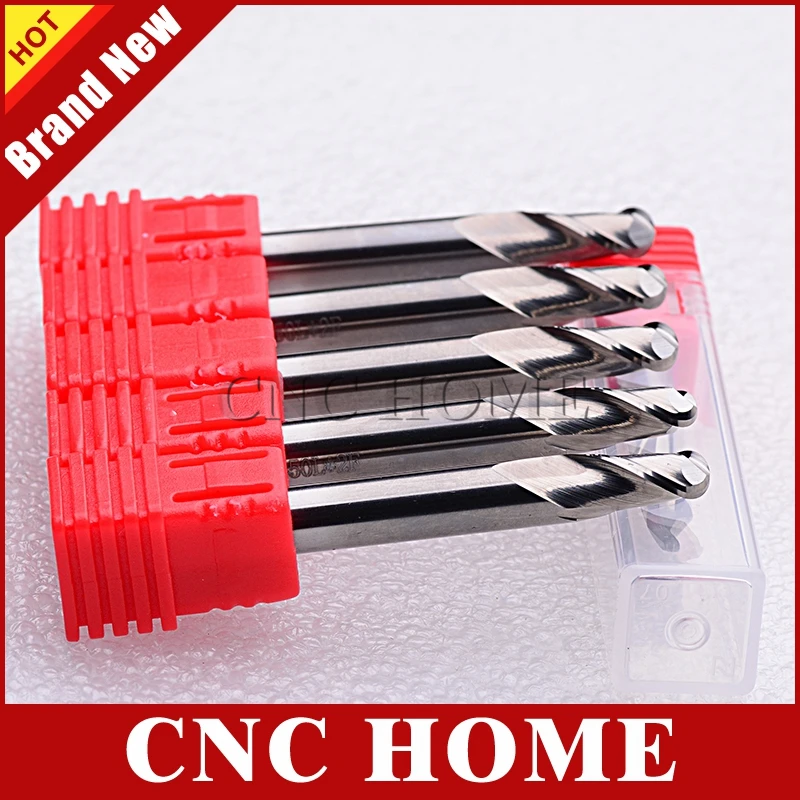 

1pc HRC55 Aluminum Ball Nose End Mill Two Flutes CNC Router Bits Tungsten Carbide Milling Cutters for Copper Aluminum R0.5 to R6