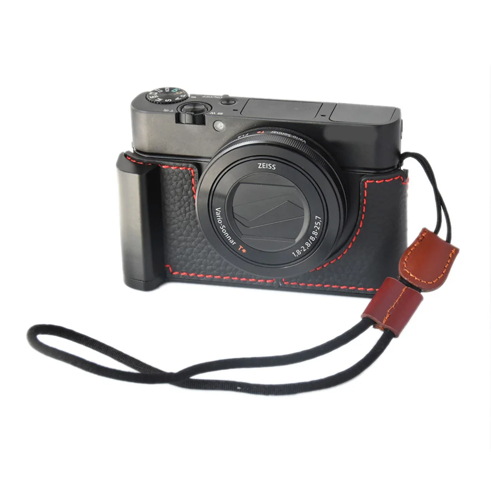 Чехол из натуральной кожи сумка для камеры Нижняя крышка комплект Sony RX100 II III IV V VI