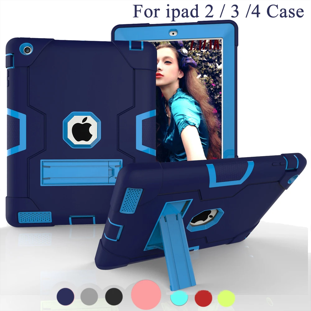 Чехол для Apple ipad 2 ipad 3 ipad 4 дети Безопасный панцири противоударный Heavy Duty кремния + PC Стенд задняя крышка чехол для ipad 2, 3, 4