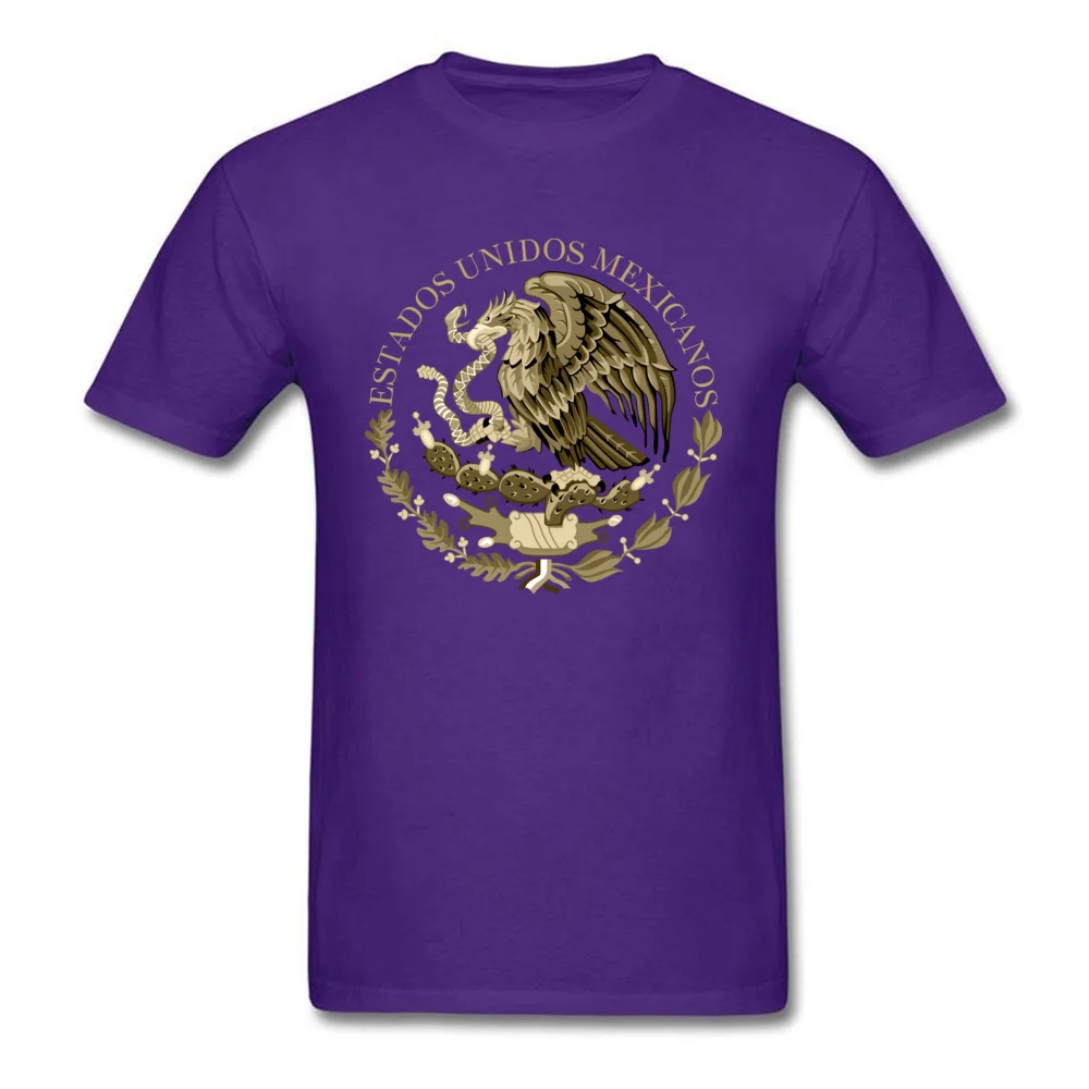 Mexico flag seal in sepia Top T-shirts 2018 New Short Sleeve Classic Cotton Fabric Crewneck Men T Shirt Tops Shirts Lovers Day Mexico flag seal in sepia purple