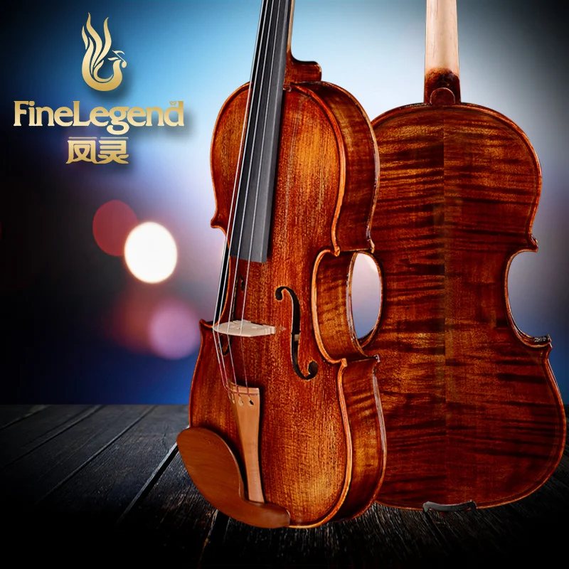 Высокий класс FineLegend 4/4 полный размер ручной работы Профессиональный Скрипка алкогольными краска Твердый Спрус Пылаемый Клен с Чехол смычок LCV3111