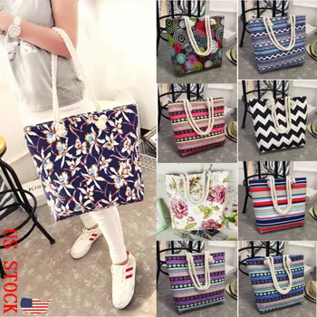 

New Women Canvas Bag Fashion Stripe Handbags High Quality Ladies Shoulder Pack Bag Durable Bags For Women's Large Capacity Bags