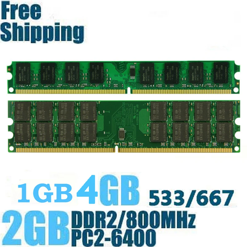

High Quality Memory Ram PC2-6400 DDR2 800Mhz 4GB 2GB 1GB for Desktop Memoria PC2-5300 DDR2 667MHz Compatible with DDR 2 533Mhz