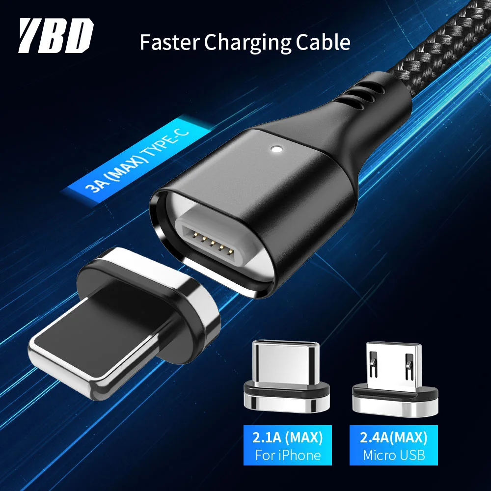 

YBD Magnetic Cable Fast Charging USB Type C Magnet Charger USB C Data Charge Micro USB Cable Mobile Phone Cord for iPhone Cable