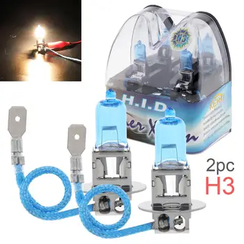 

2pcs 12V H3 55W 6000K White Light Super Bright Car Xenon Halogen Lamp Auto Front Headlight Fog Bulb for Cars Vehicles SUV