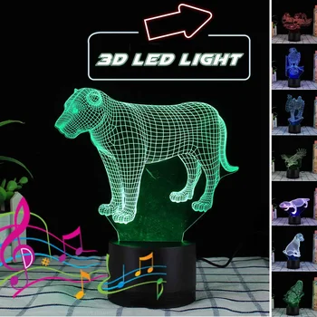 

3D Kids Night Lamp b luetooth 3D night lamp Light for Animal Series Butterfly Lizard Camel L ion king Eagle Spreading for Child