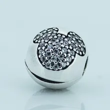 Стерлингового серебра 925 пробы прозрачный CZ мультфильм мышь браслет-бусы для изготовления ювелирных изделий Подходит оригинальные Подвески Браслет Berloques