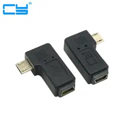 90 градусов влево и вправо под углом Mini USB 5pin женские Micro USB Мужской синхронизации данных адаптер разъем Micro USB к мини-разъем USB