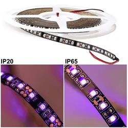 12 В УФ ультрафиолетовый 395-405nm светодиодные ленты 3528 SMD 120led/m 5 м/лот 8 мм Черный PCB для DJ флуоресценции украшения вечерние