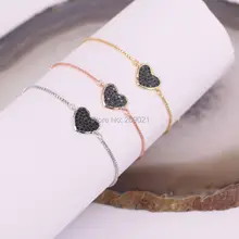 Мода 10 шт. Micro Pave CZ сердечка Разноцветные Регулируемый сеть макраме браслет для женщин ювелирные изделия