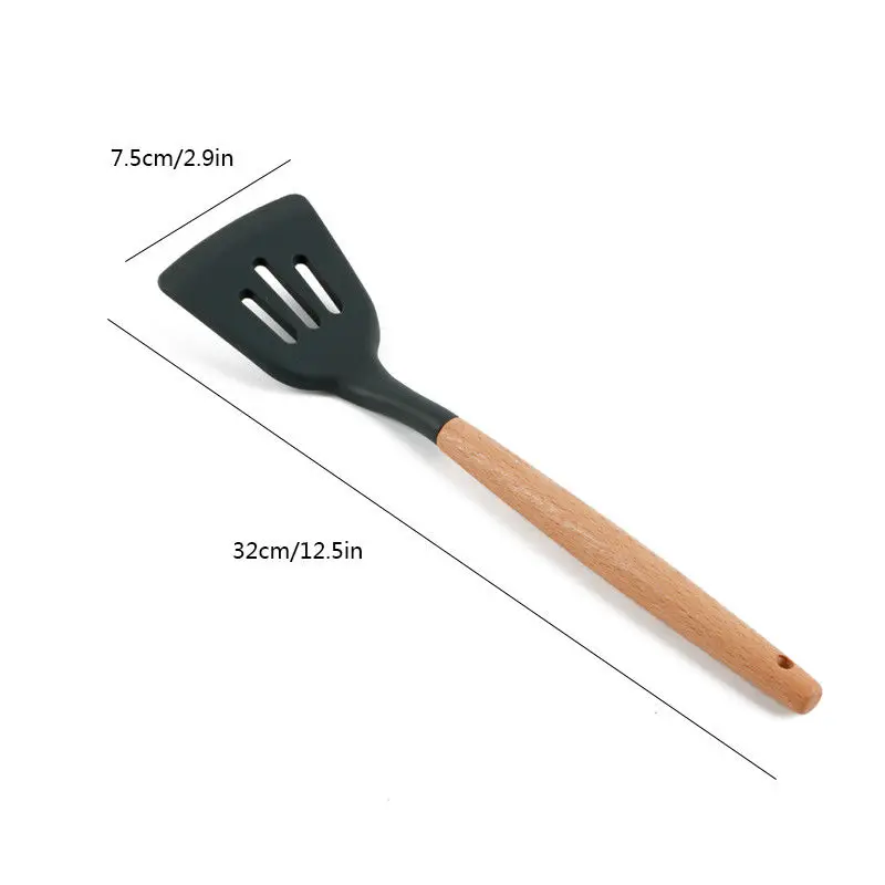 Silicone Kitchen Utensils Gadgets Wood handle Cooking Tools Kitchenware Set Spatula Shovel Spoon Home Kitchen Tools