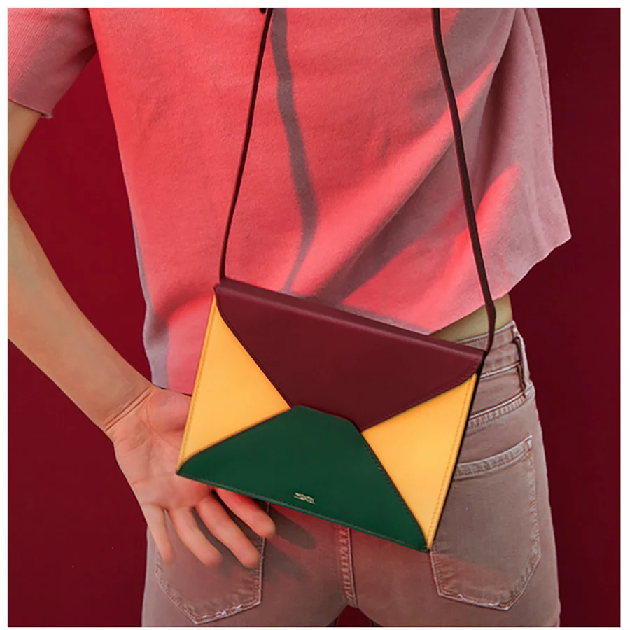 

Fashion Geometric Panelled Women's Shoulder Bags Hit Color Woman Messenger Bags Luxury Pu Leather Women Handbags Ladies Flap Bag