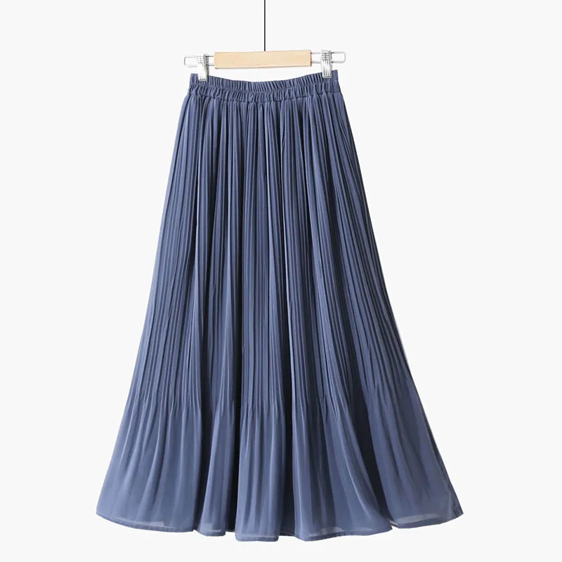Шифоновая плиссированная юбка женская летняя прозрачная Макси богемная юбка женская мода Высокая талия пляжная Falda Larga Boho