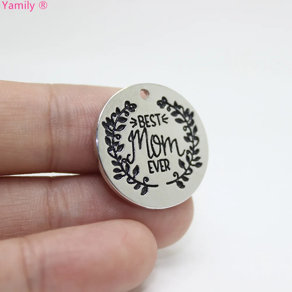 8pcs 22mm Mom charm BEST MOM EVER message charm pendant for jewelry diy makingin Charms from