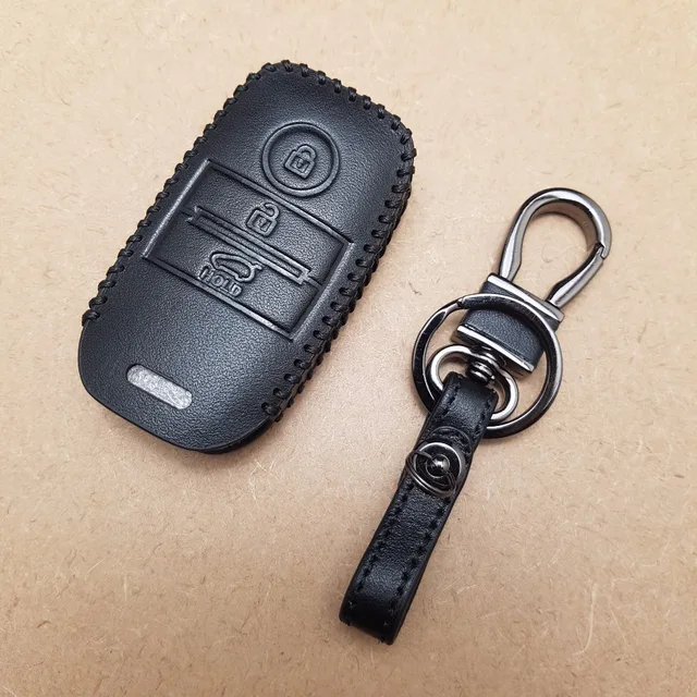 Genuine Leather Black Key Fob Holder Case Metal Chain For Kia Genuine Leather Black Key Fob Holder Case Metal Chain For Kia Sportage Soo Optima 2016 2017 New