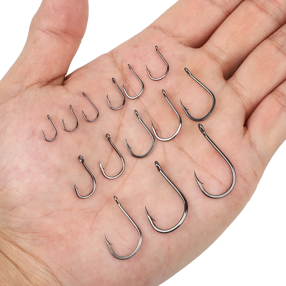 DONQL 500pcs/ Set Fishing Hooks Barbed Circle High Carbon Steel Fishhook Carp Fly Fishing Hook Sea Accessories Tackle