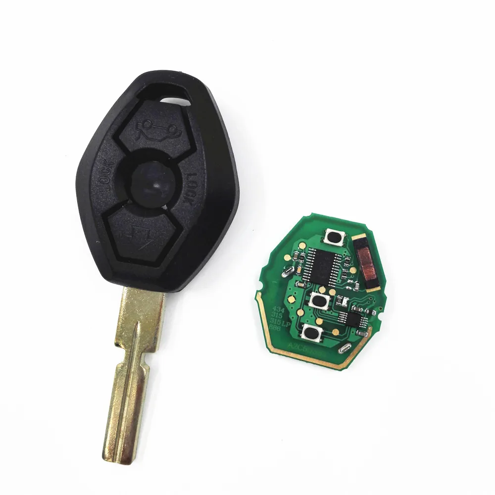 3 button Straight Remote Car Key For BMW CAS2 315/433MHZ With 46 Electronic Chip With HU58 Blade