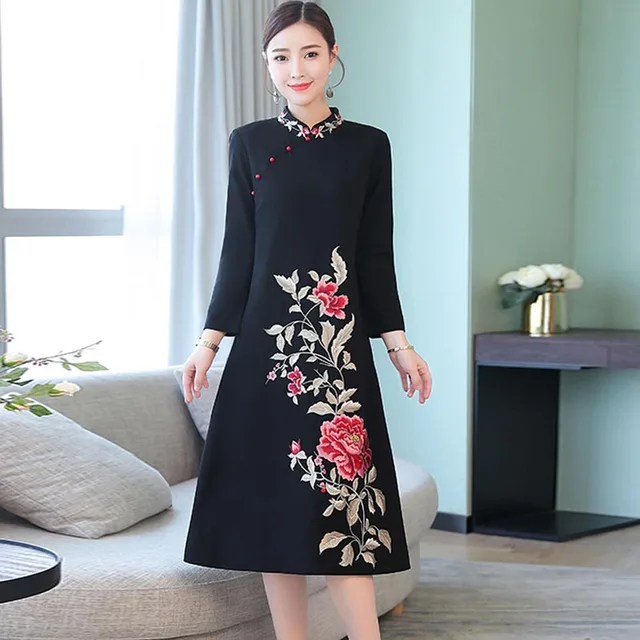 black dress embroidery design