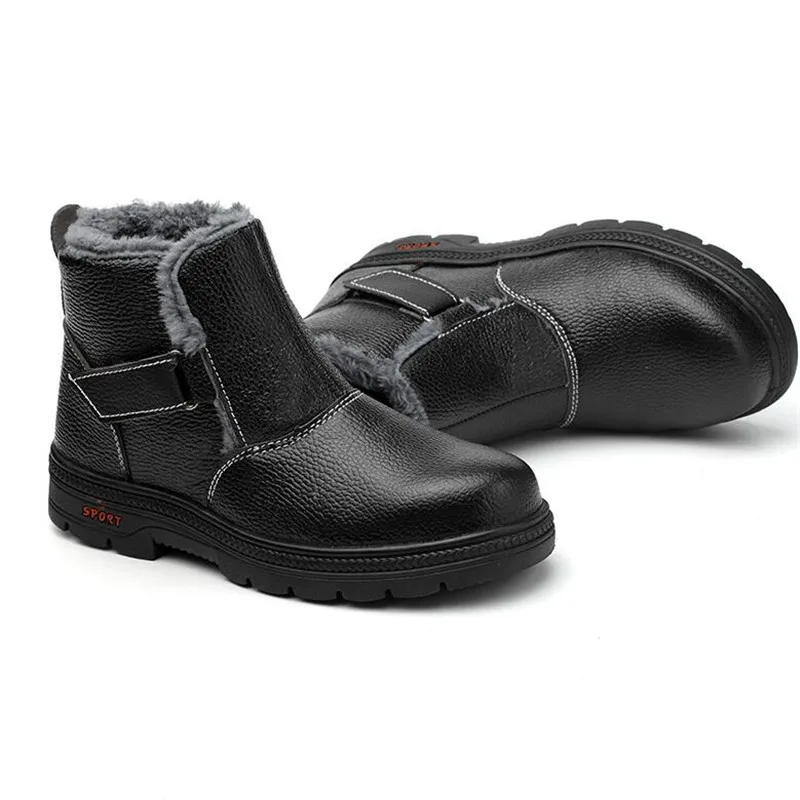 Мужская Рабочая защитная обувь со стальным носком, зимние кожаные рабочие ботинки для мужчин, нескользящая Антистатическая одежда, защитные ботинки