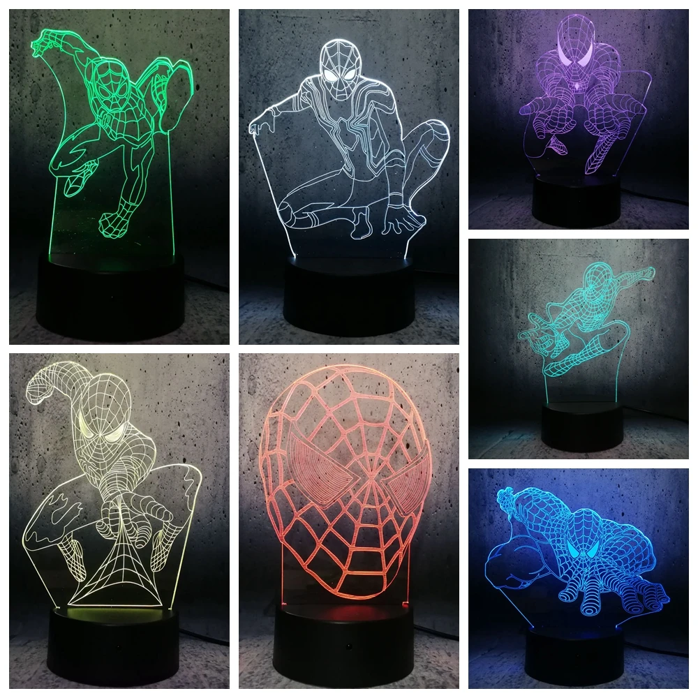 Spiderman 3d Led Lamp Teenager Room Desk Decor Creative Children