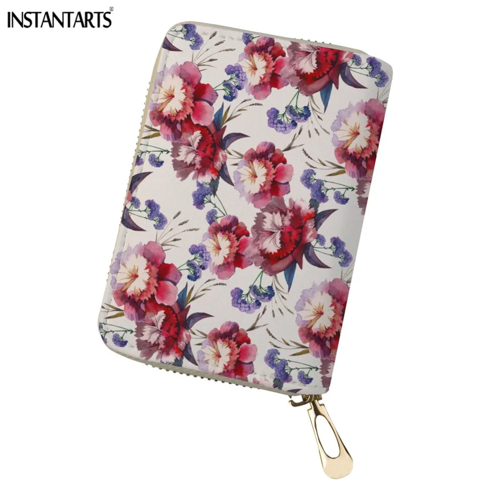 

FORUDESIGNS Pretty Floral Style Women ID Card Bags Leather High Quality Credit Card Bags Luxury Clutch Storage Card Holders 2018