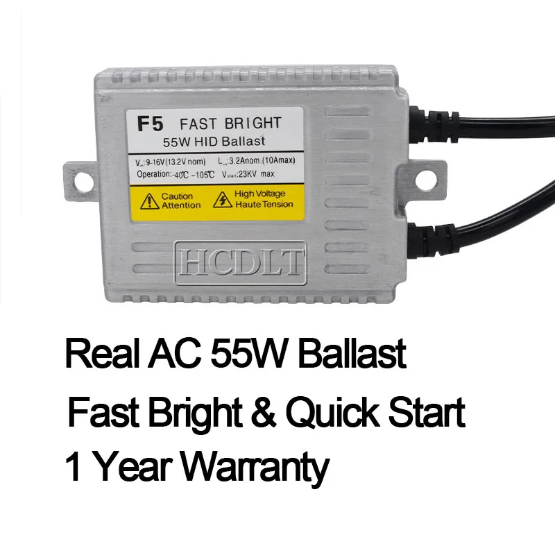 HCDLT AC 55W F5 1 Second Fast Start Ballast Xenon Conversion Kit 5500K Super Bright H1 H11 9005 9006 D2H H7 Car Headlight Bulbs (7)
