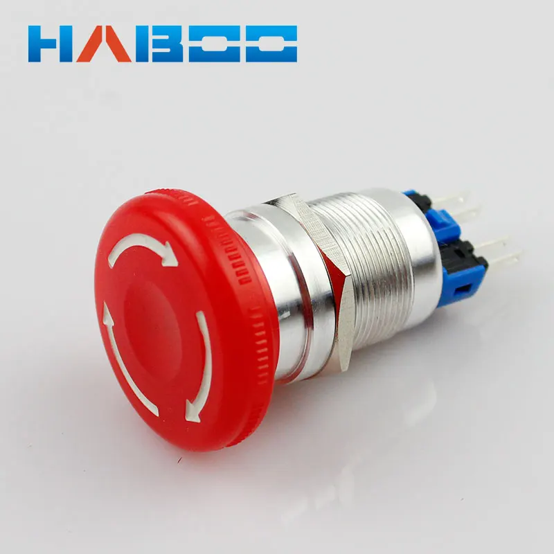 

1PCS HABOO factory directly emergency stop switch with 1NO+1NC, metal push button switch waterproof