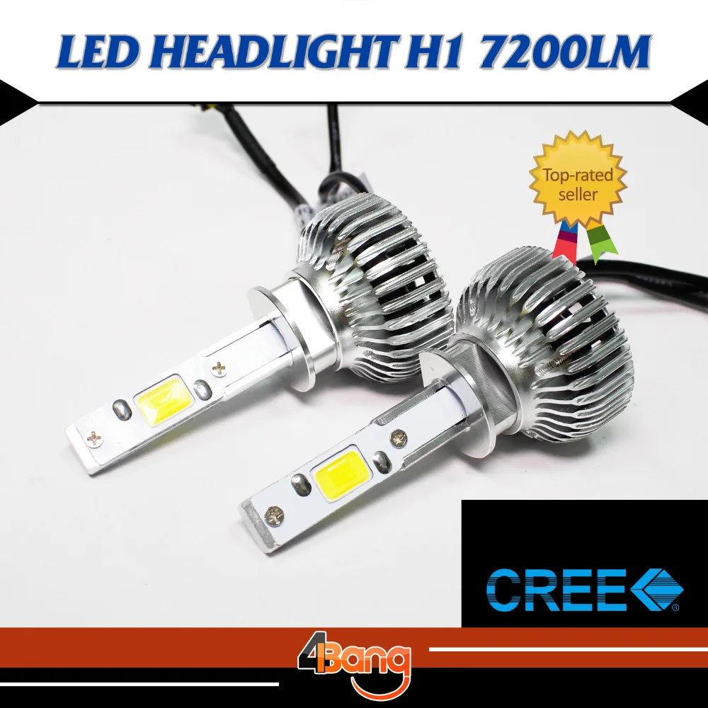 For Sale New Design high power LED 48W 7200LM H1 12/24V Auto Headlight Headlamp Super bright 6000k with Ballast Car Fog Light Lamp