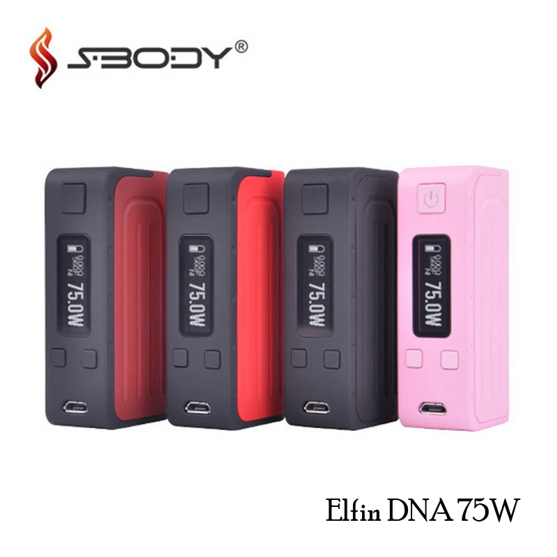 

Original S-body Elfin DNA75w box mod compact 18650 battery mod dna75w e-cigarette