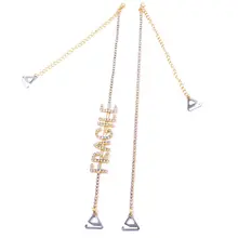 Для женщин металлик декоративные лямки бюстгальтера Роскошный блеск горный хрусталь Алфавит буквы Плечо цепи съемный регулируемый с Крючки