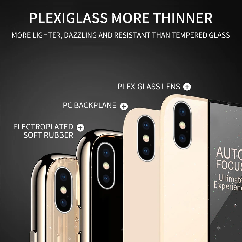 

Luxury Business Case For iPhone 6 6S 7 8 Plus X XR XS Max Shockproof Plating Glossy Acrylic Hybrid Soft Bumper Case Cover