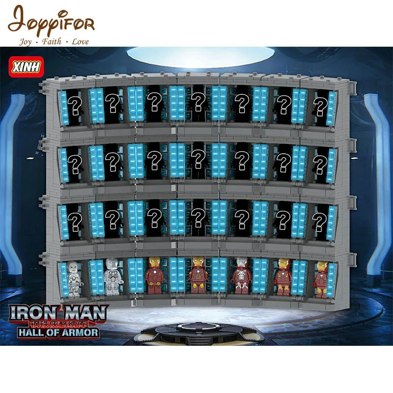 

Joyyifor Hot Building Blocks Bricks display iron man hall of armor Movie Action Figures Toys For Children Kids Gifts