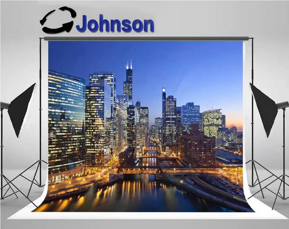 chicago City Downtown River Bridges Sunset backdrops High quality Computer print wall backgrounds | Электроника